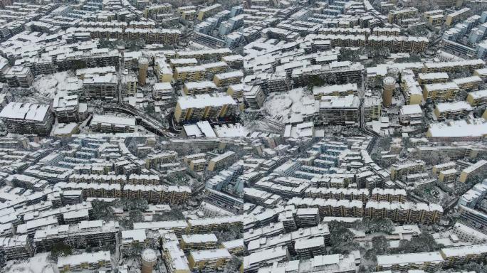 航拍城市冬天雪景