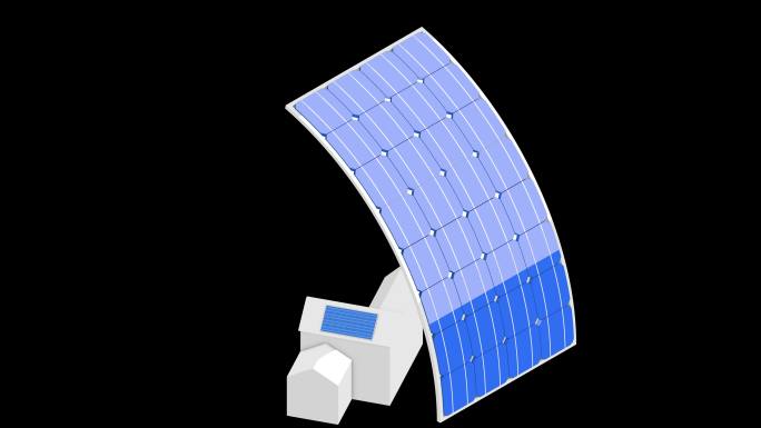 三维循环动画中的太阳能电池板罩