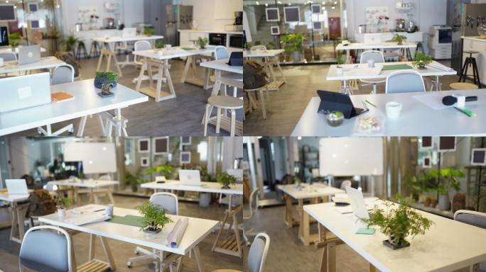 现代协同工作空间国外食堂外国餐厅室内木桌