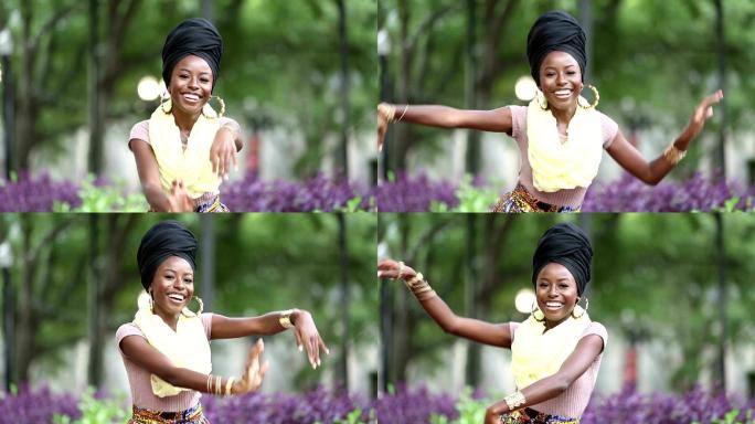 年轻的女子在舞蹈非裔种族歧视有色人种开朗