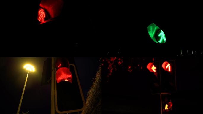 晚上的红绿灯-红灯变绿灯-绿灯变红灯