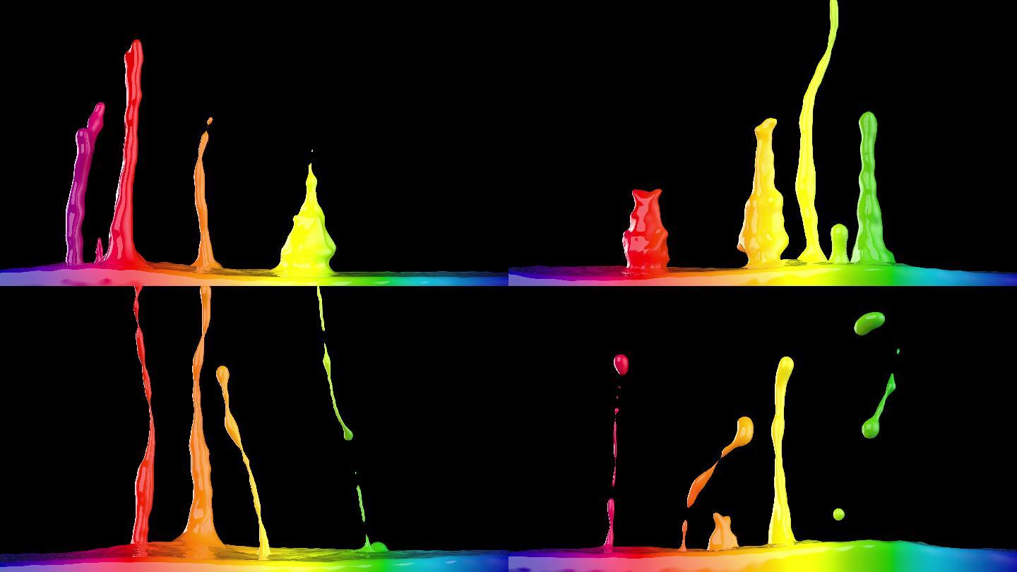 彩色液体飞溅动画视频素材三维动画3d