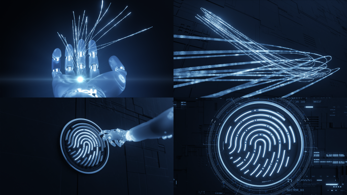 科技大数据芯片AI手指指纹识别工程片头