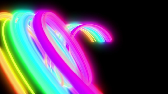 彩虹色抽象流飞行的循环3d动画。