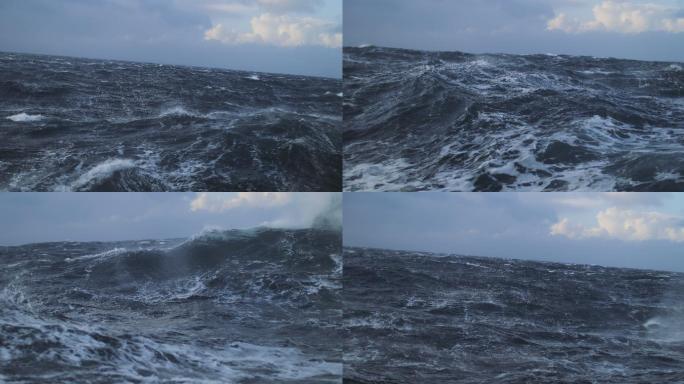 在大风期间的海洋风暴波浪-水自然