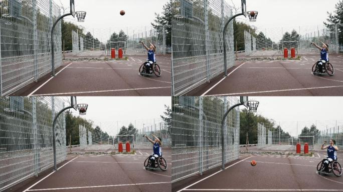 残疾人运动与娱乐轮椅身残志坚投篮