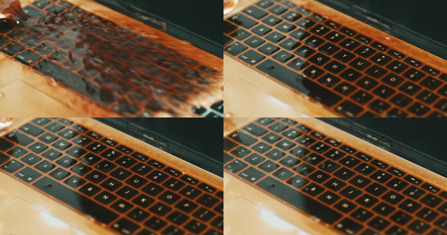 咖啡洒在笔记本电脑键盘上
