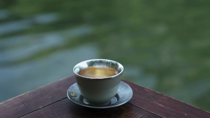【4k】湖边泡茶茶器展示