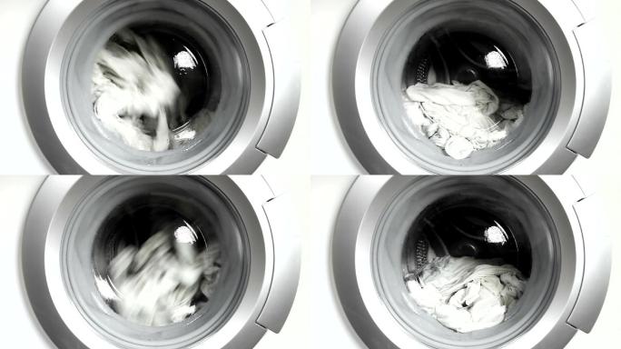 洗衣机洗衣服玻璃罩滚筒转动特写镜头