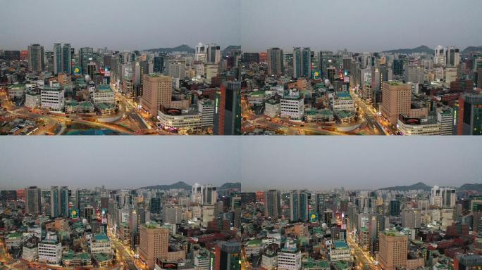 韩国首尔市明洞东街鸟瞰图
