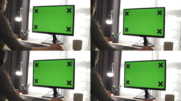 绿色屏幕的笔记本电脑可抠像