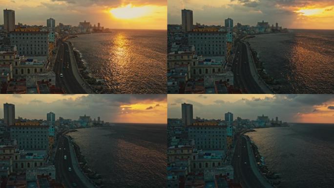 日落时哈瓦那马利孔的城市风景