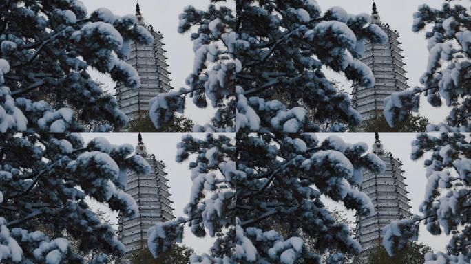 沈阳冬季舍利塔公园雪景