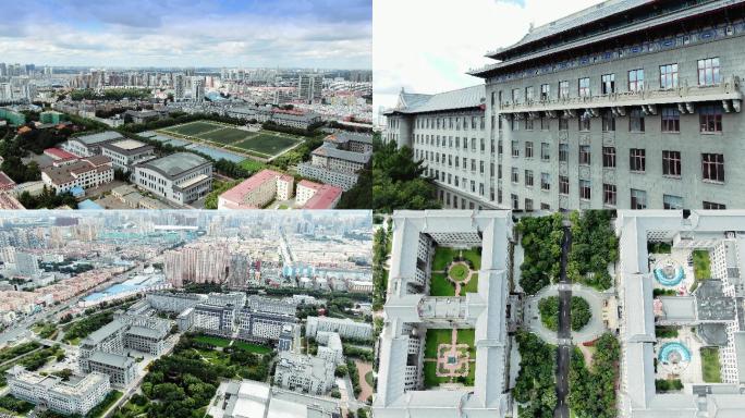 4k黑龙江哈尔滨工程大学校园航拍中式建筑