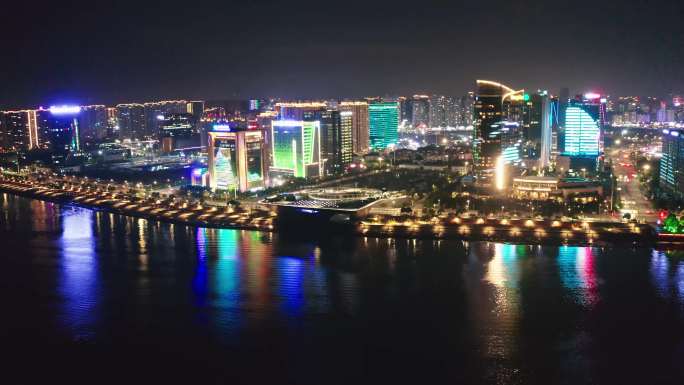 航拍城市阳台夜景