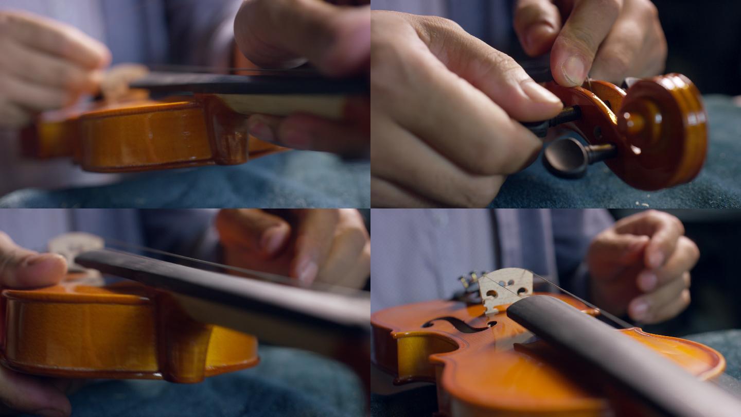 小提琴制作者在他的工作室里