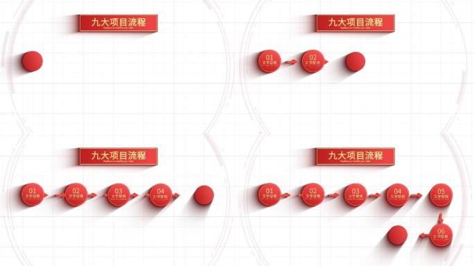 无插件-九大红色简洁项目流程展示环节分析