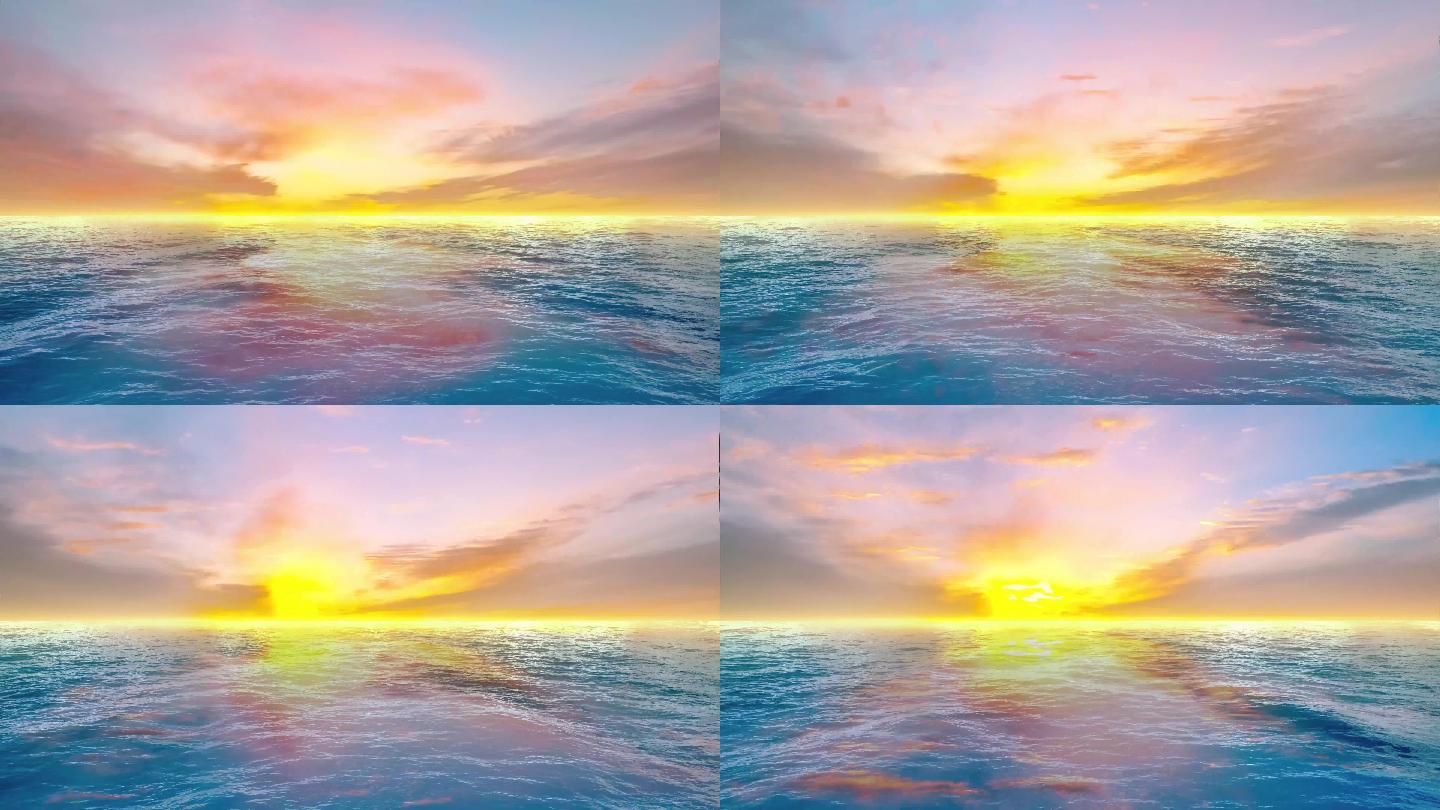 4K高品质夕阳日出海面视屏背景
