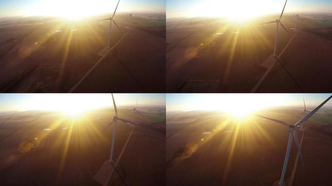风力涡轮机的航空视频