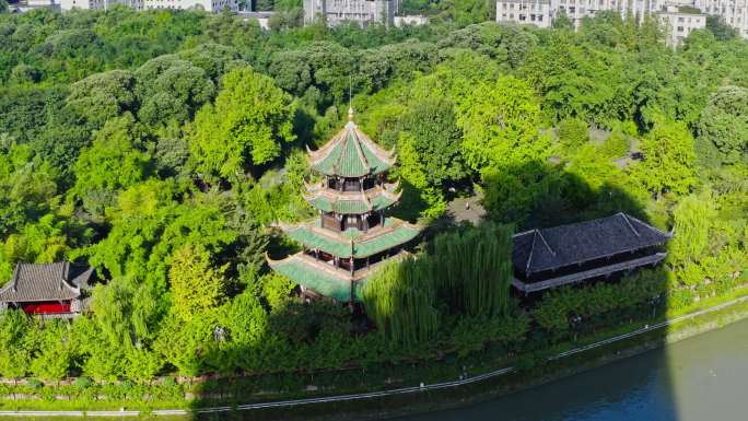 成都望江楼夏天实拍素材