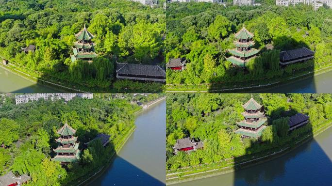 成都望江楼夏天实拍素材