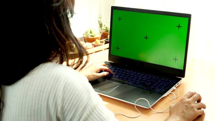 使用绿色屏幕笔记本电脑可抠像