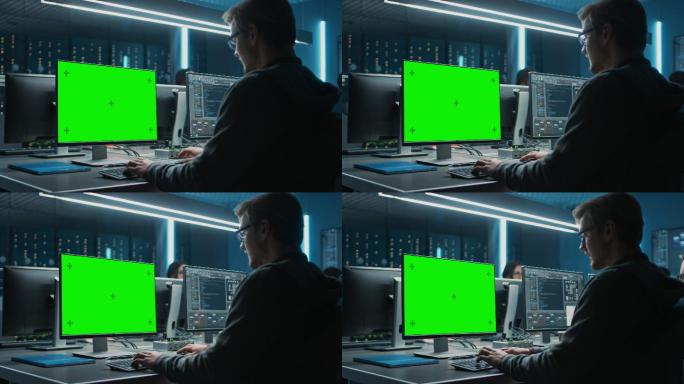 使用绿色屏幕电脑的人