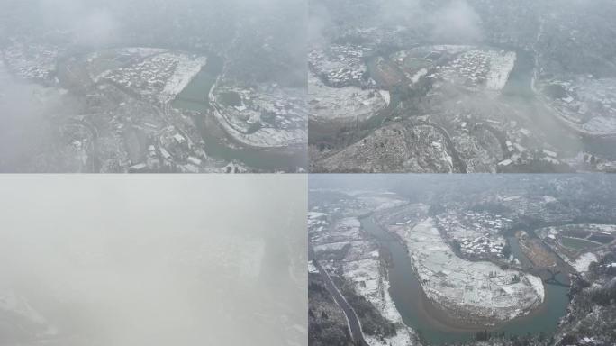 4K航拍思旸龙江河雪景3组1分9秒