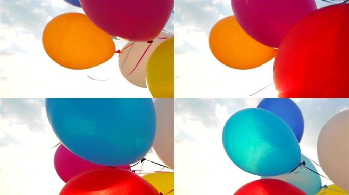 天空中五彩缤纷的气球。