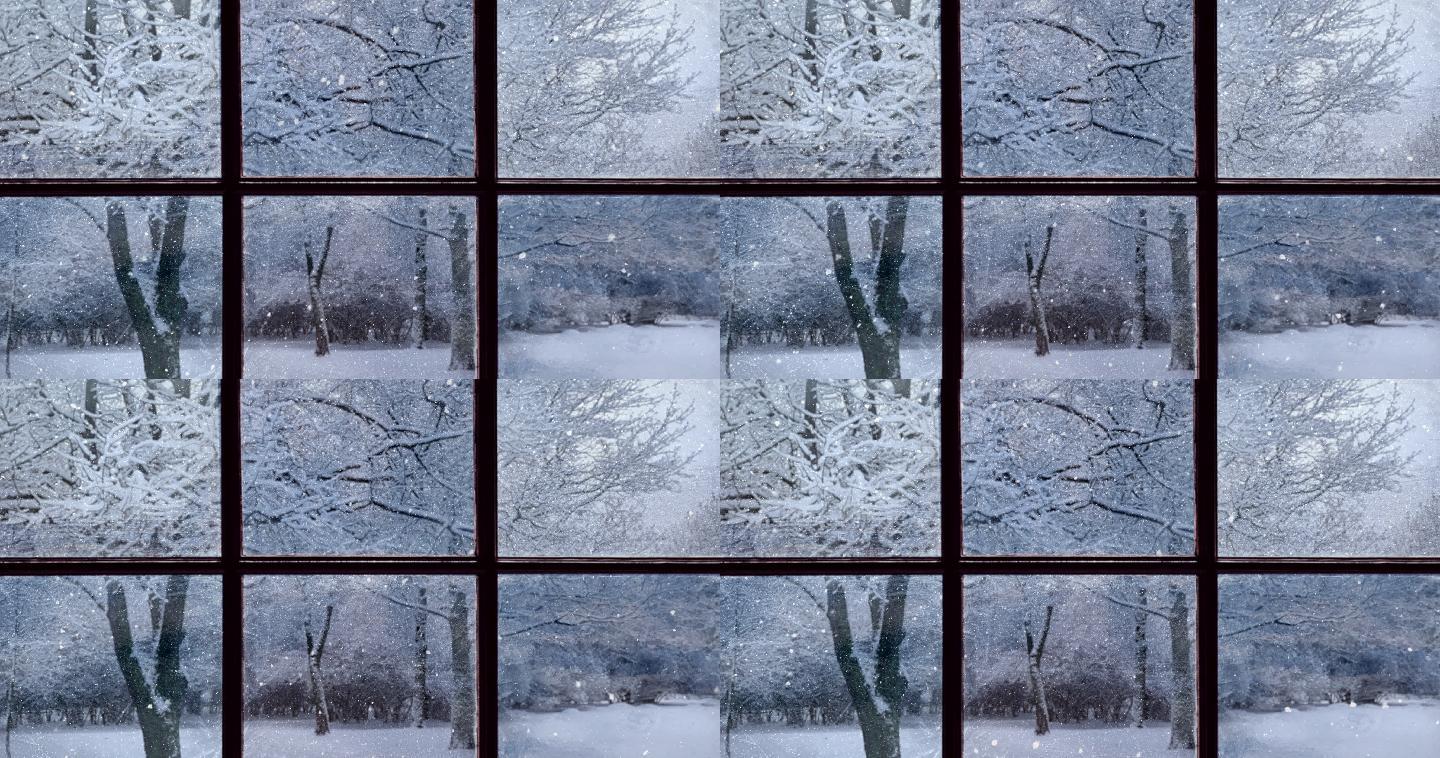 窗外的雪景窗外飘雪窗外雪景下雪天