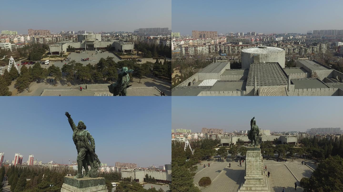 航拍、辽沈战役纪念馆、纪念碑、雕塑