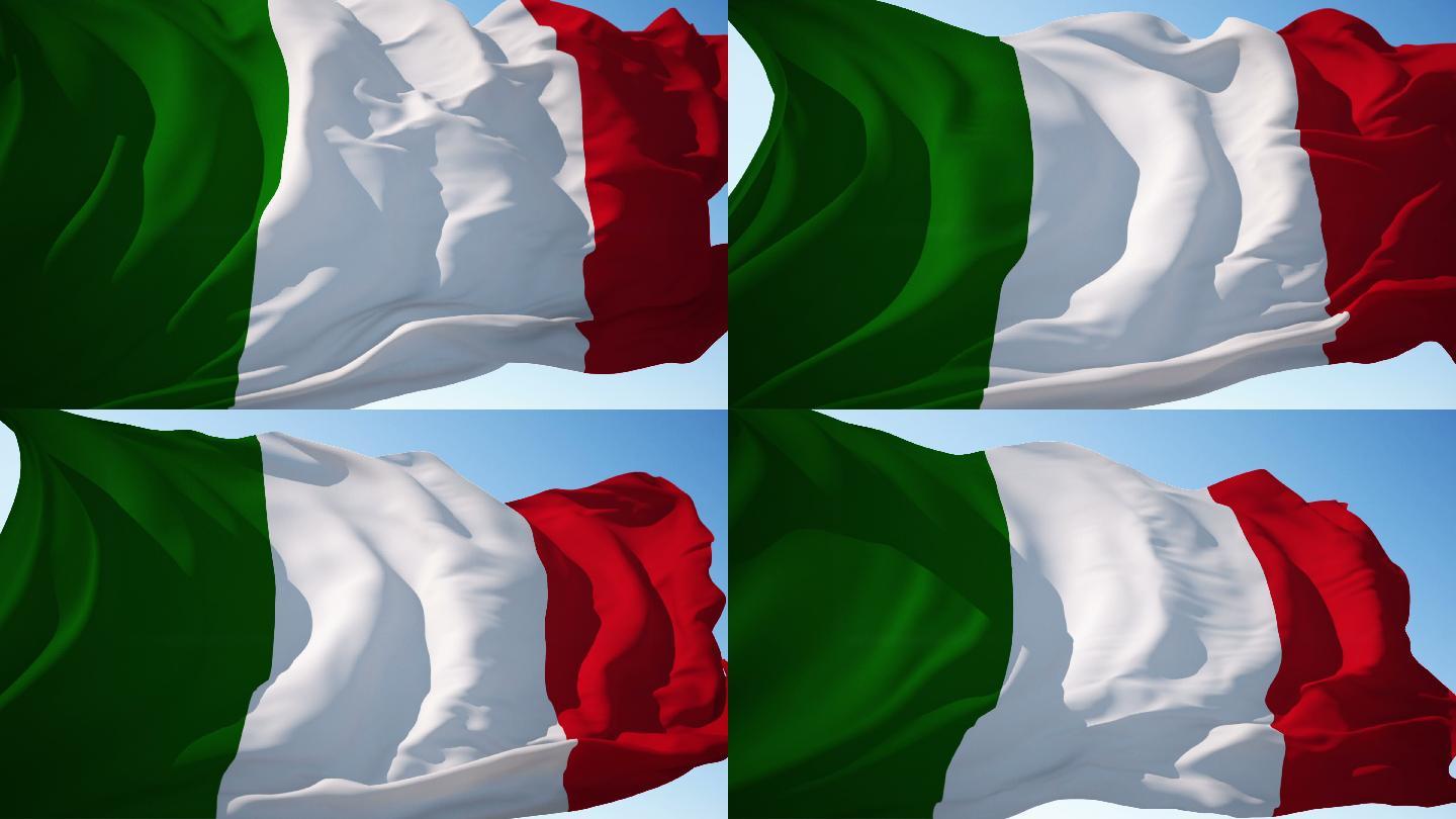 意大利国旗国外外国国家标志旗帜飘扬飞扬