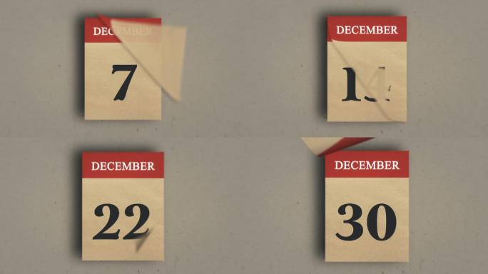 日历动画，十二月，新年日历。
