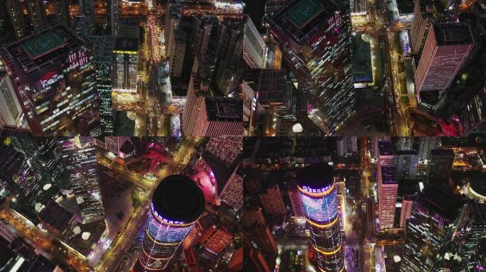 大都市CBD夜景航拍4K视频