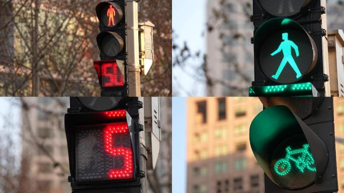 十字路口  信号灯 红绿灯 安全 倒计时