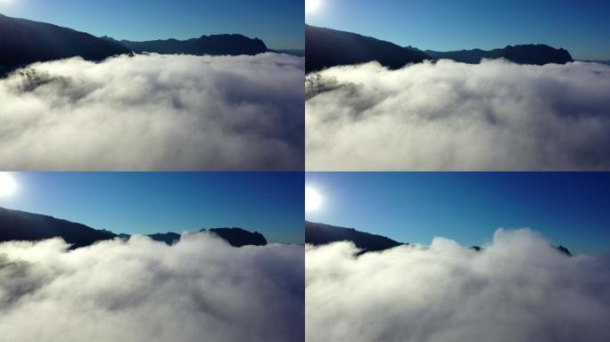 天空上的云彩山顶云烟绿水青山群山云雾