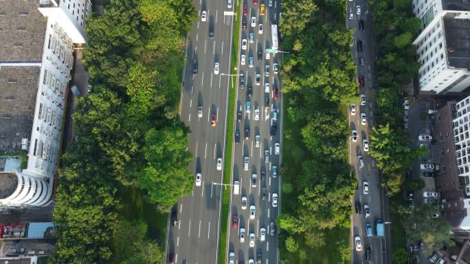 深圳市繁忙道路街景航拍马路航拍堵车航拍