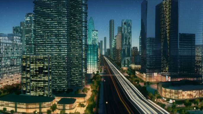 未来城市 未来交通 车流线 流光 光线