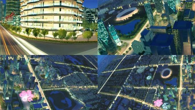 三维虚拟未来城市 人视转鸟瞰城市 未来