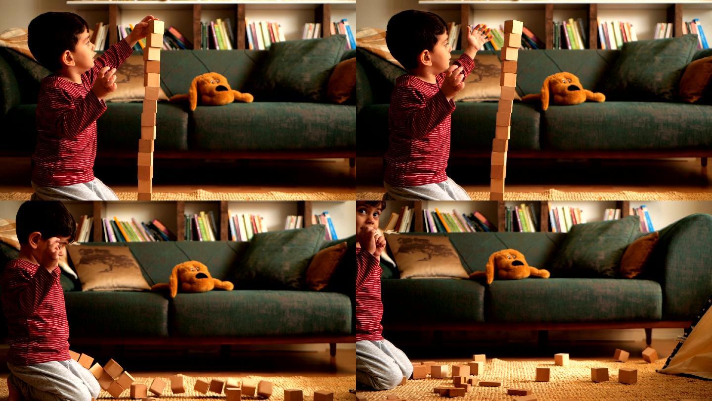 玩积木的男孩视频素材