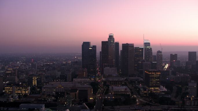 黄昏时分的洛杉矶城市风景
