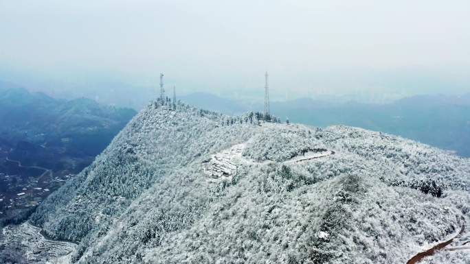 毕节灵峰仙境雪景风光航拍