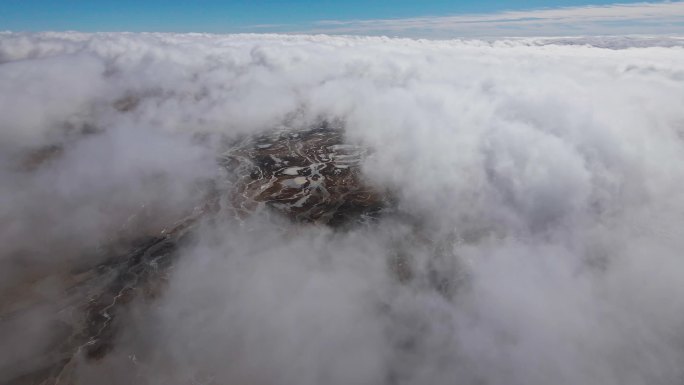 原创航拍三江源黄河源头空镜青藏高原