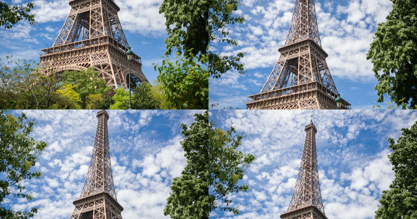 仰望巴黎的埃菲尔铁塔