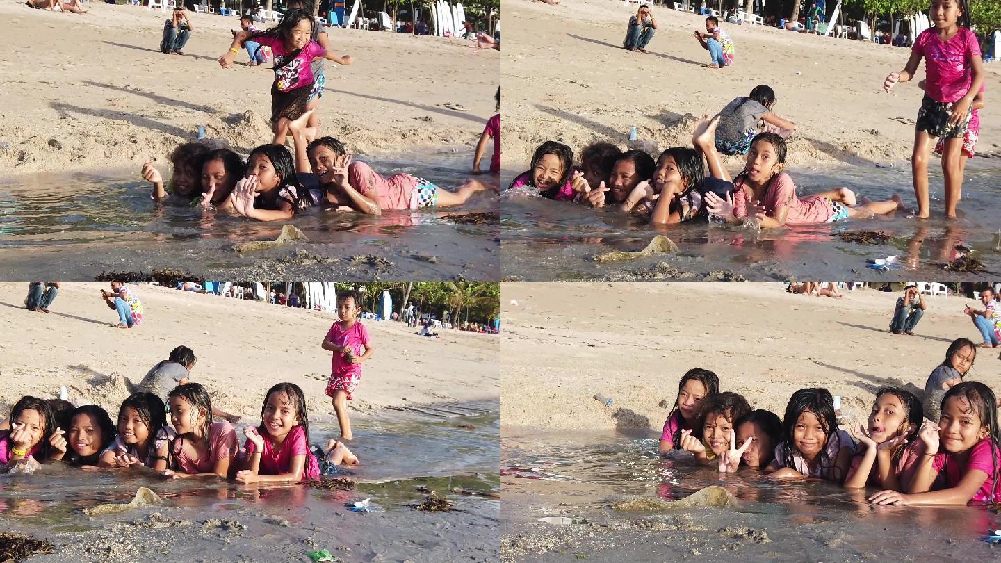 巴厘岛沙滩搞怪儿童