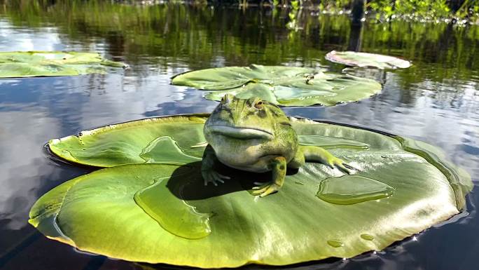 青蛙荷叶上的青蛙蛤蟆荷塘池塘