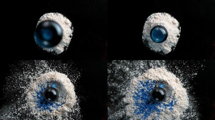 一个蓝色的球面粉粉末