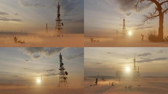 沙漠通讯基站信号发射塔
