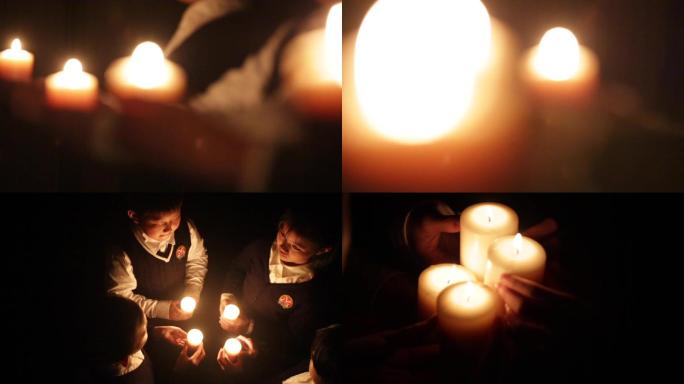 烛光蜡烛祈祷学生祈福祈愿意境A023