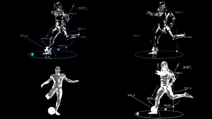 具有技术数据的3D足球踢人